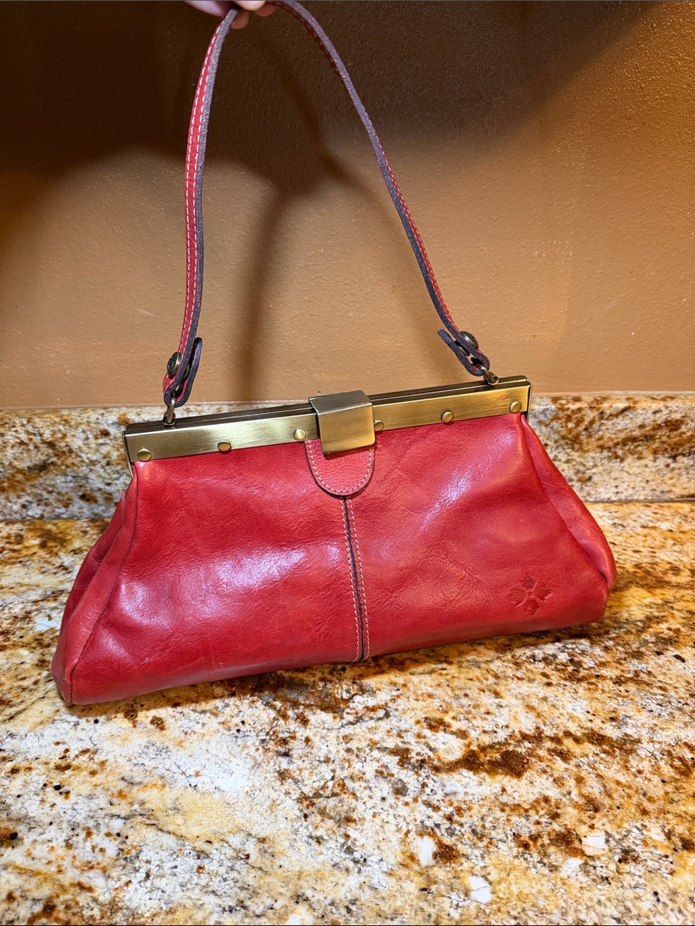 Patricia Nash Ferrara Frame red leather satchel